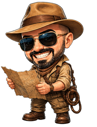 Chibi archeologist version of Il Maestro, digging up the intro